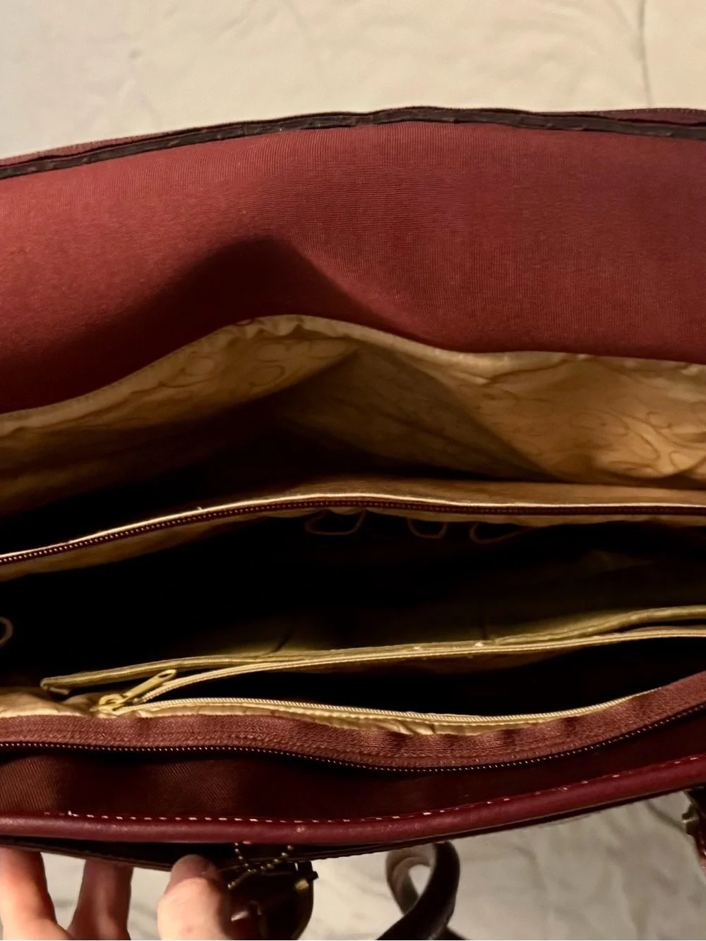Coakley Burgundy Tote Bag with Leather Trim